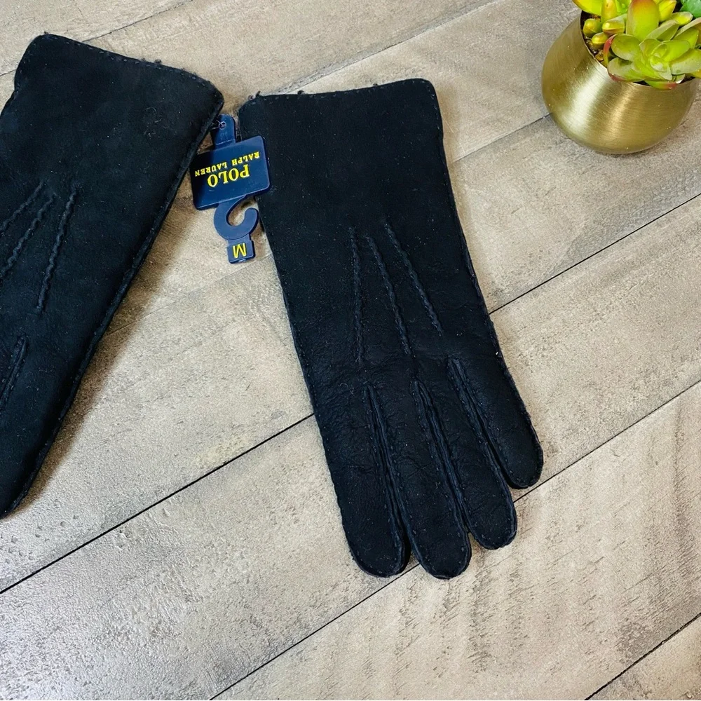 Polo Ralph Lauren Sheepskin Gloves Touchscreen Compatible Size M New